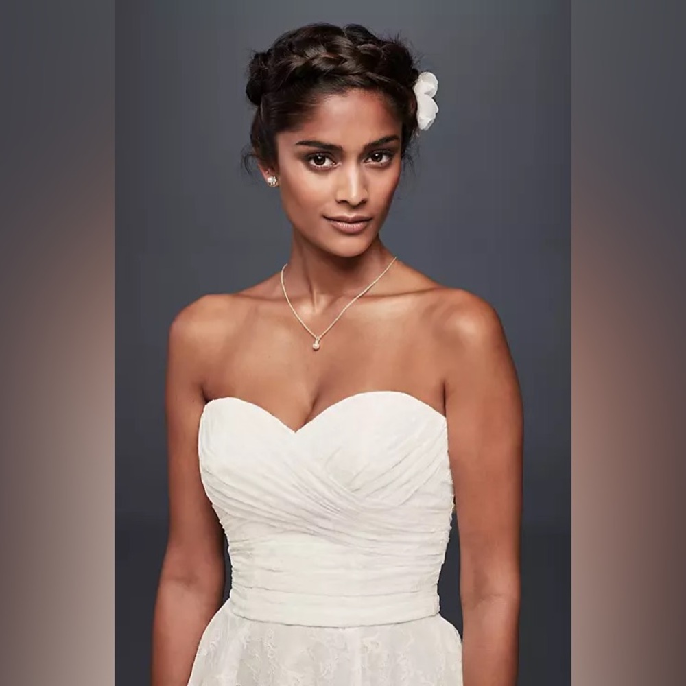 strapless lace short wedding dress / bridal shower / rehearsal dinner dress